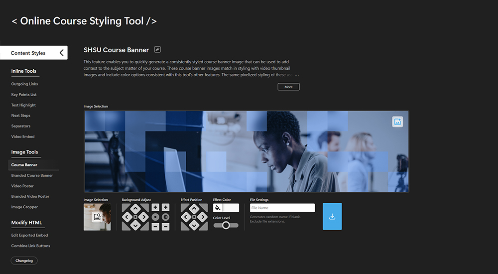 Online Course Styling Tool banner